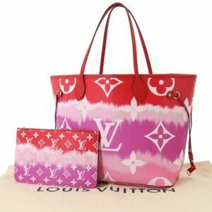 Authentic Louis Vuitton Neverfull Monogram Escale MM Tote Shoulder Bag Rouge Red